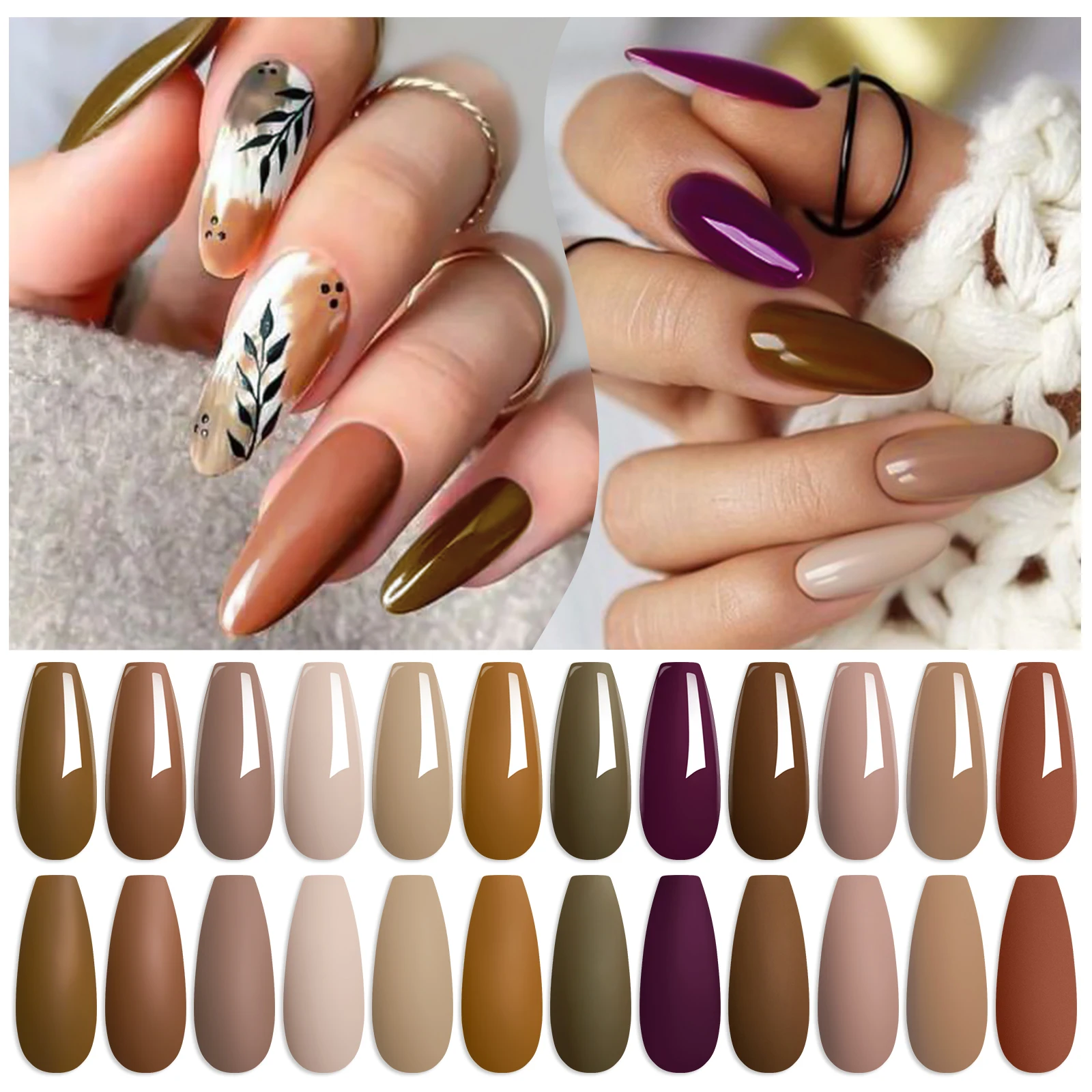 Description Picture 6 of itemMtssii 6ML Chocolate Brown Color Gel Nail Polish Solid And Glitter Gel Autumn Winter Semi Permanent Gel For Nails Nail Art