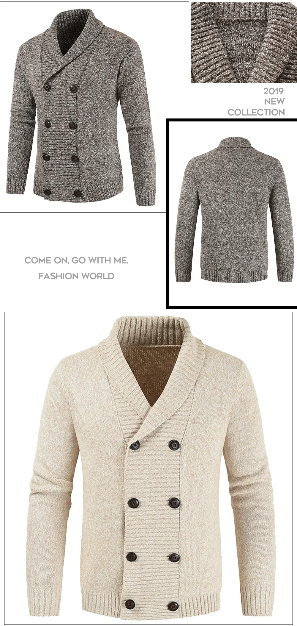 Description Picture 6 of itemMen's Fashion Winter Wool Cardigan Sweater Double Breasted Cashmere V Neck Men Large Size Long Cardigan Men Pull Homme clothing