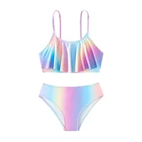Girls' Tie-dye Printed Swimwear Kids Girls Swimsuit Two Pieces Bikini Set Ruffle Bathing Suits Flounced Tankini Swimwear 아기 수영복 5
