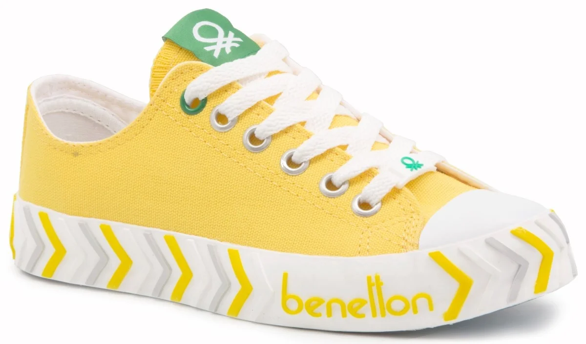 

United Colors Of Benetton 30624 Yellow 2022 Summer Season Women Shoes Linen Colorful Sneakers Tied Casual Hiking Breathable Flexible Street