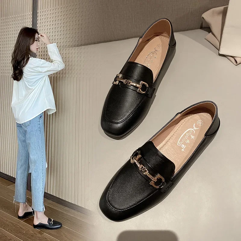 Spring Flat Non-slip British Style Casual Loafers Women Slippers