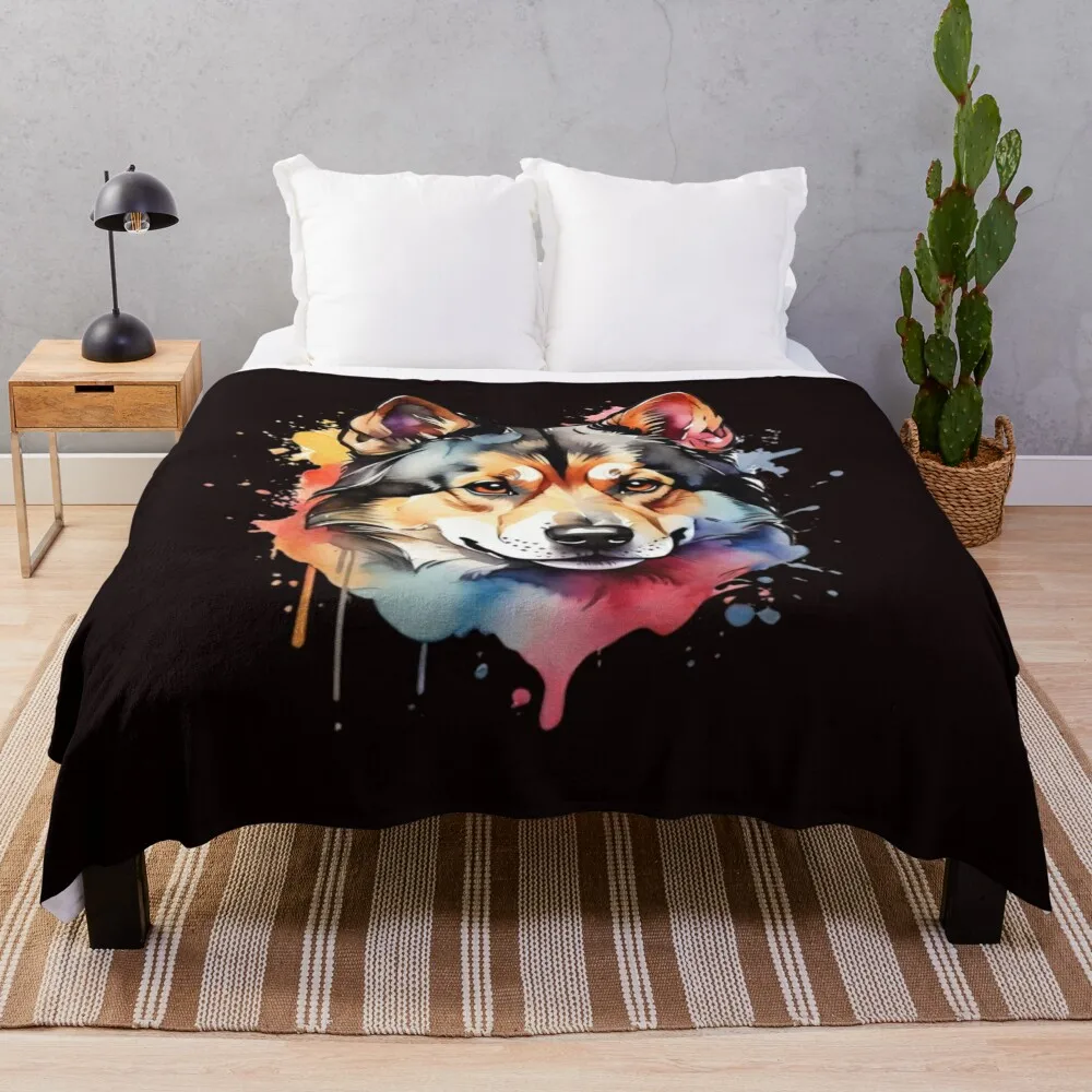 

Powerful Colorful Dog Face Throw Blanket Decorative Sofa Blanket Furry Blankets