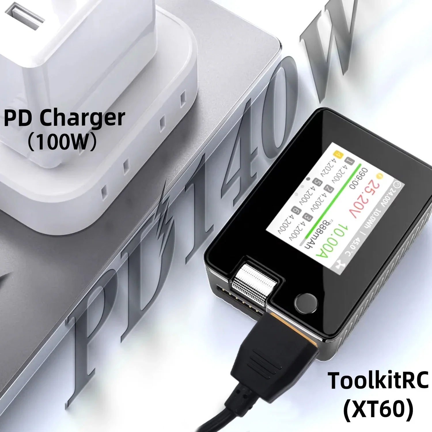 Kabel USB-C męski na XT60 żeński 100cm do ładowarki drona