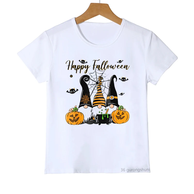 Maglietta Di Halloween Maglietta Per Bambini Maglietta Divertente Gnomo Gatto Zucca Spaventosa Maglietta Per Ragazzi Dei Cartoni Animati Maglietta Per