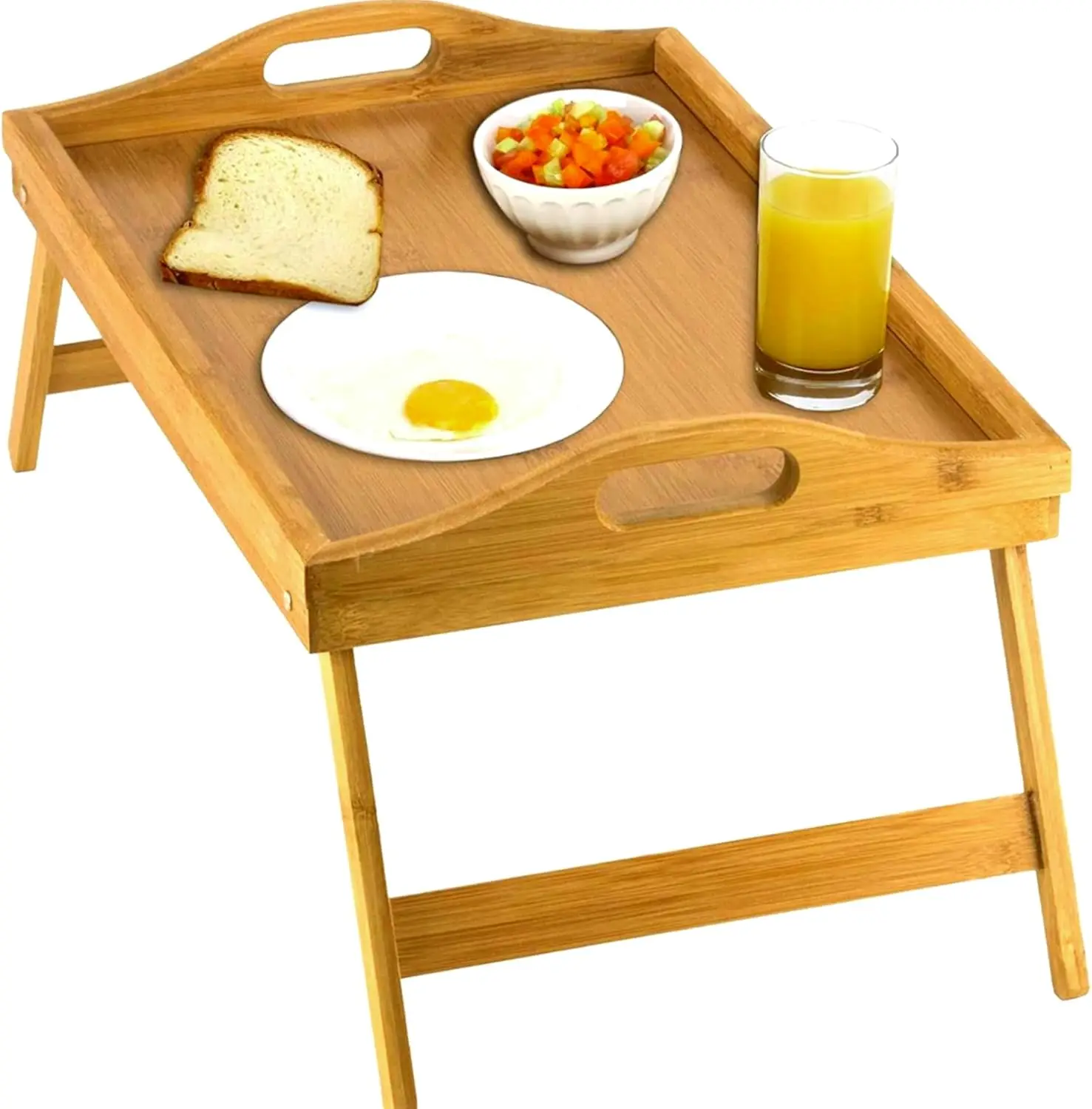 Tray with Folding Legs-Breakfast Tray with Handles-Bamboo Bed for Bed, Sofa, Eating and Laptops tray