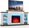 72" LED Electric Fireplace with Mantel, Fireplace TV Stand for 80 Inch TV, Modern Entertainment Center with Storage 2