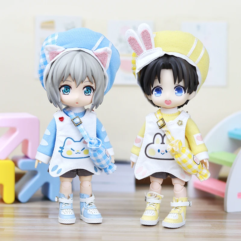 ob11 Baby clothes with cat cake hoodie set doll clothes 1/12 bjd doll