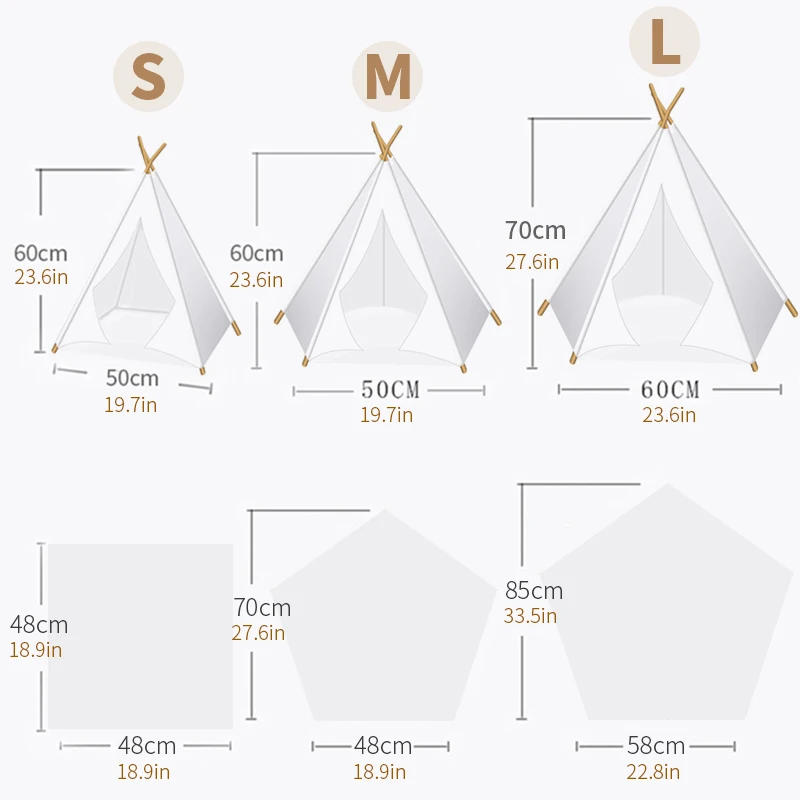Title 2, Dog Teepee, Cat Tent Teepee with Thick Cushion ...