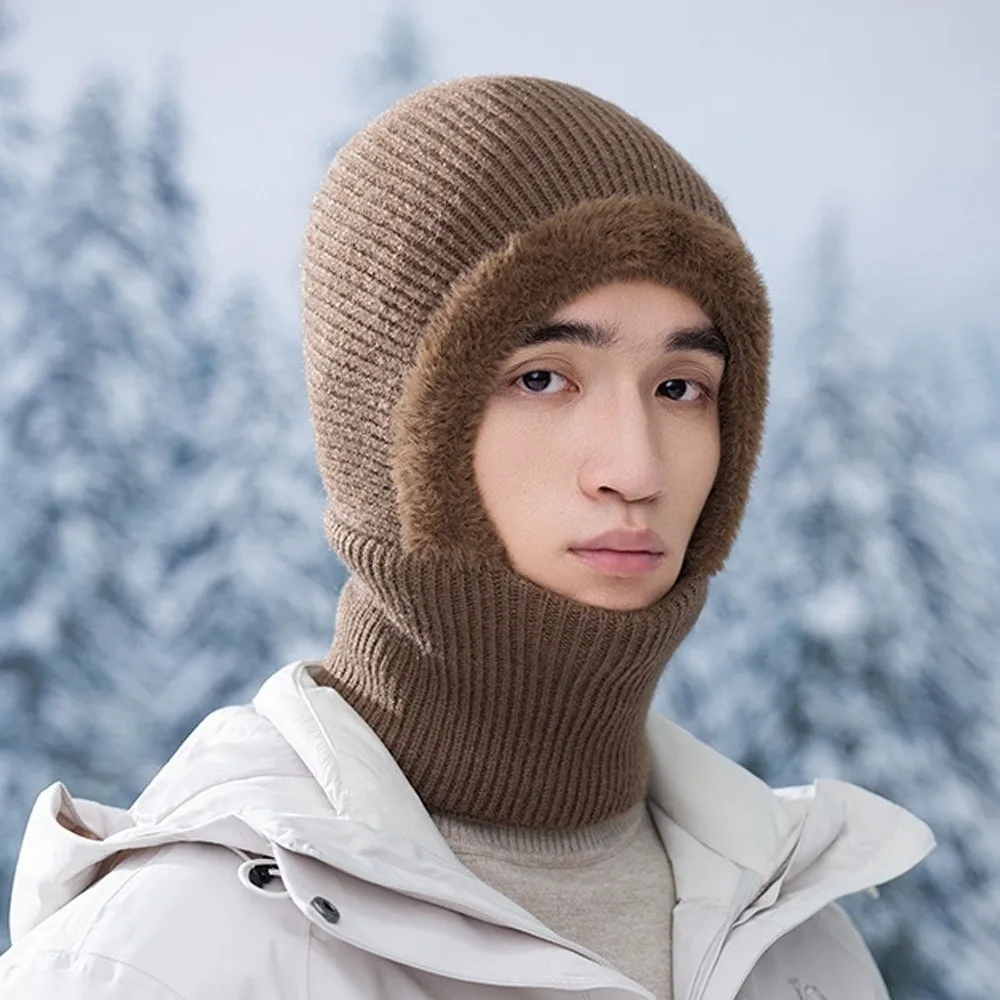 New Windproof Pullover Hat Cold Proof Velvet Lined Face Mask Keep Warm Cycling Hats Winter