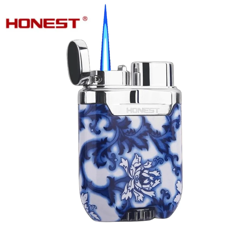 Celadon Lighters for Men Metal Electronic Ignition Jet Lighters Windproof Torch Smoking Gift