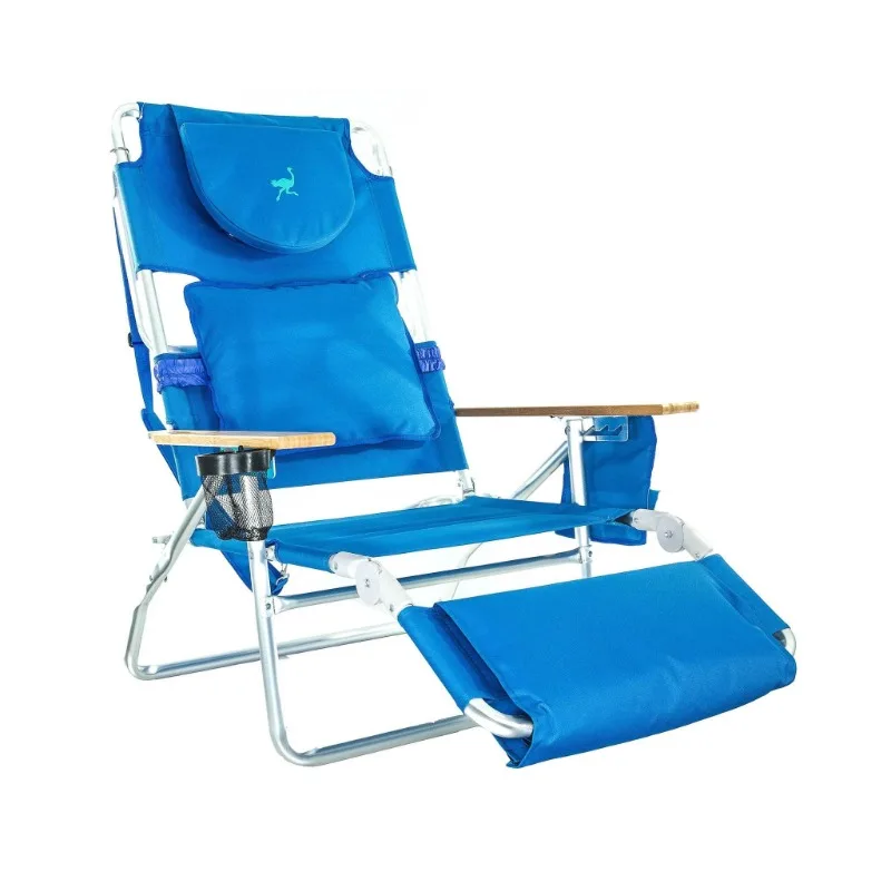 

Ostrich Deluxe с мягкой подкладкой 3-N-1, кресло для отдыха на открытом воздухе, синее кресло для пляжа