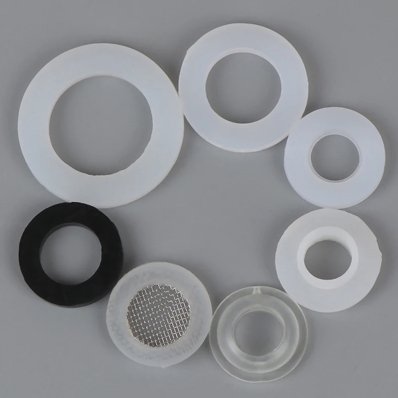 Silicone Rubber Sealing Gasket Set - White & Black (10 Pieces)
