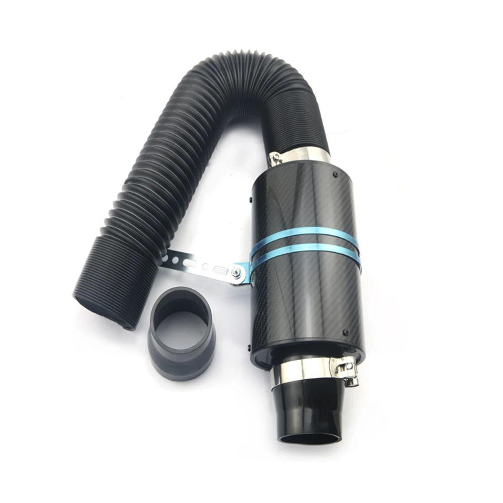 Car Filter 1 Set Universal Car 3 inch Carbon Fibre Cold Air Filter Feed Enclosed Intake Induction Pipe Hose Kit