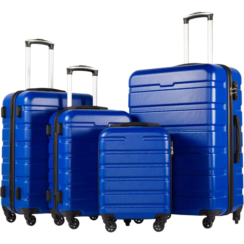 

Coolife Luggage 4 Piece Set Suitcase Spinner Hardshell Lightweight TSA Lock (family set-blue1)