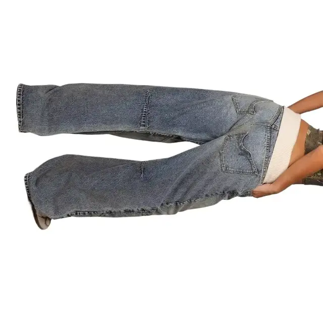 Washed old blue jeans American retro street men and women straight and loose trend new style hot selling casual jeans