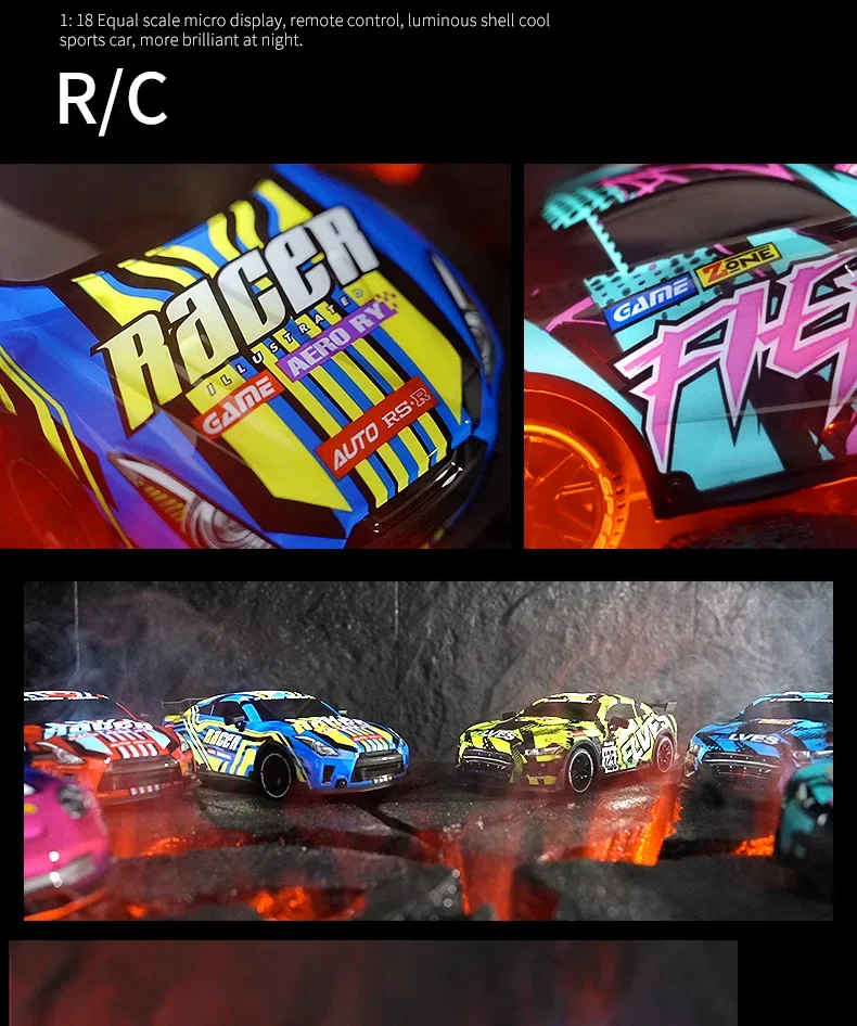 Luminous RC Drift Car 1/18 Remote Control Truck Climbing Off-road Car with Light Electric Racing Vehicle Children Birthday Gift