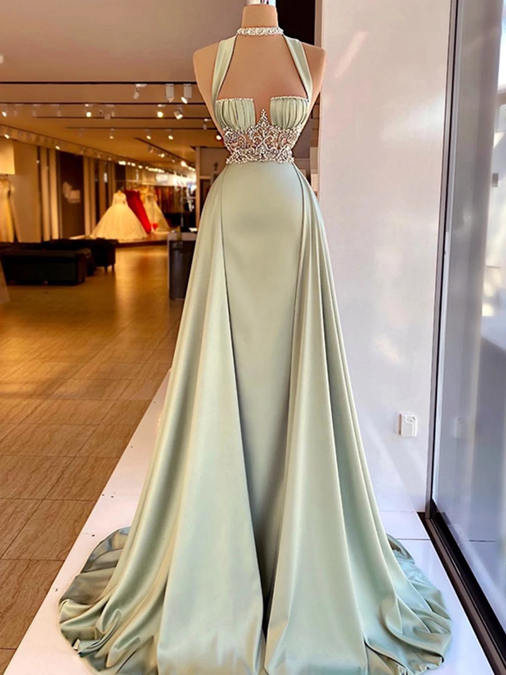 

Роскошное соблазнительное элегантное женское вечернее платье с бисером и двойным ремешком, атласное платье для вечеринки, вечернее платье, Приморское платье для выпускного вечера