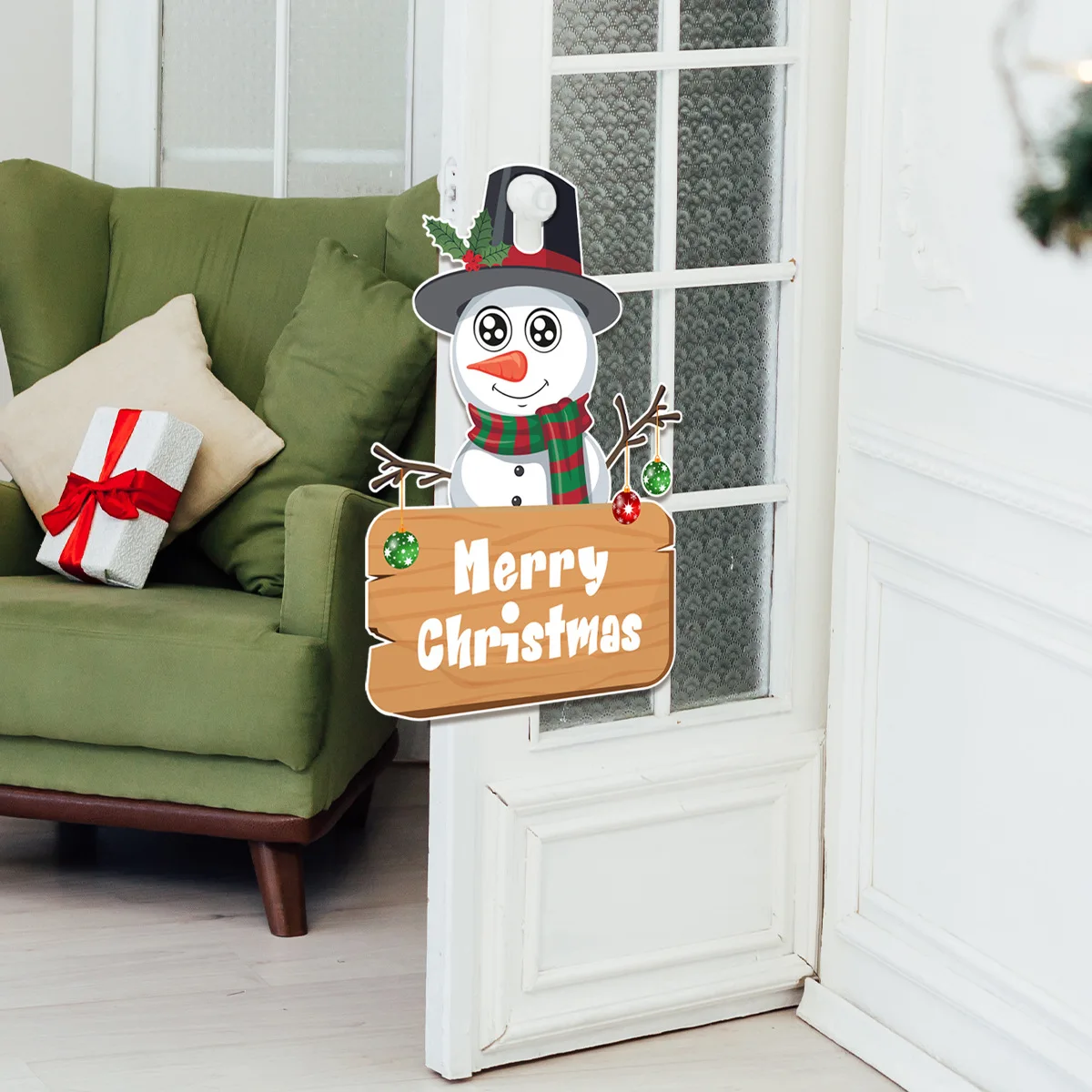 

English Merry Christmas Cartoon Wall Stickers Snowman Home Decoration Cute Window Stikcers Removable Self Adhesive Wall Decal