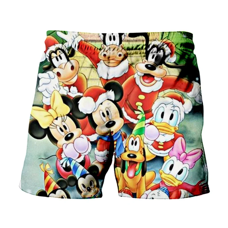 2024 Christmas New Disney Brand Mickey And Minnie Anime Print Summer Men's Fashion Beach Party Casual Shorts Y2K 4