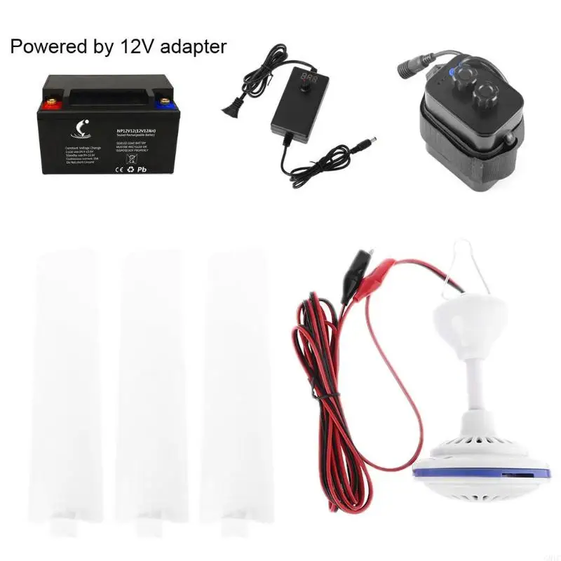 G8TC 12V Battery Powered Ceiling Canopy Fan 19.6inch Hanging Camping Tent Hanger Fan for Outdoor Barbecue Home Dormitory