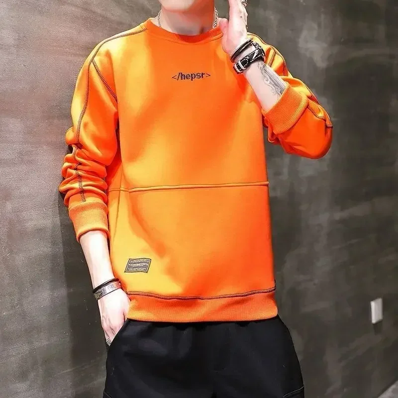 thumbnail image 1 of Ropa masculina Camiseta Cuello redondo Sudadera para hombre Top Sin capucha Azul Cuello redondo Jersey Overfit Color pastel Lujo Nuevo en S, 1 of 5