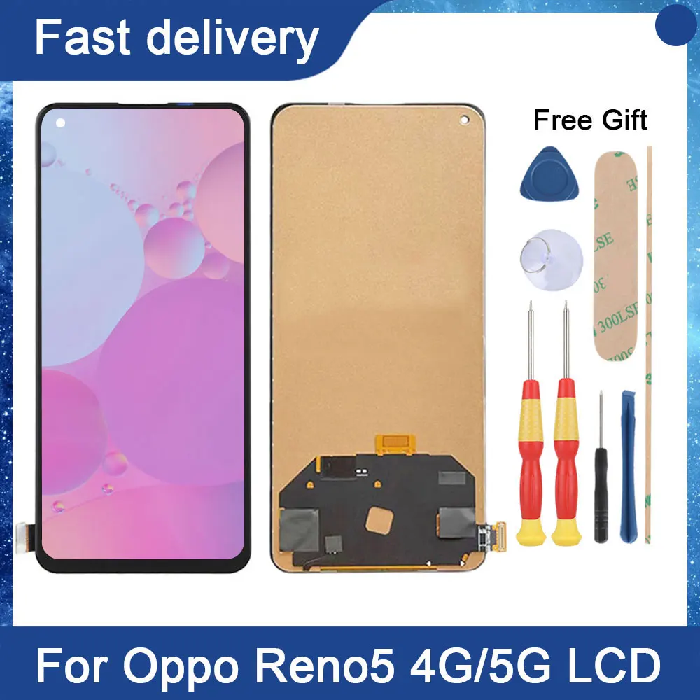 Ainниже 6,43 'для Oppo Reno5 4G ЖК-дисплей кодирующий преобразователь сенсорного экрана в сборе CPH2159 Reno 5 5G CPH2145 Замена ЖК-экрана