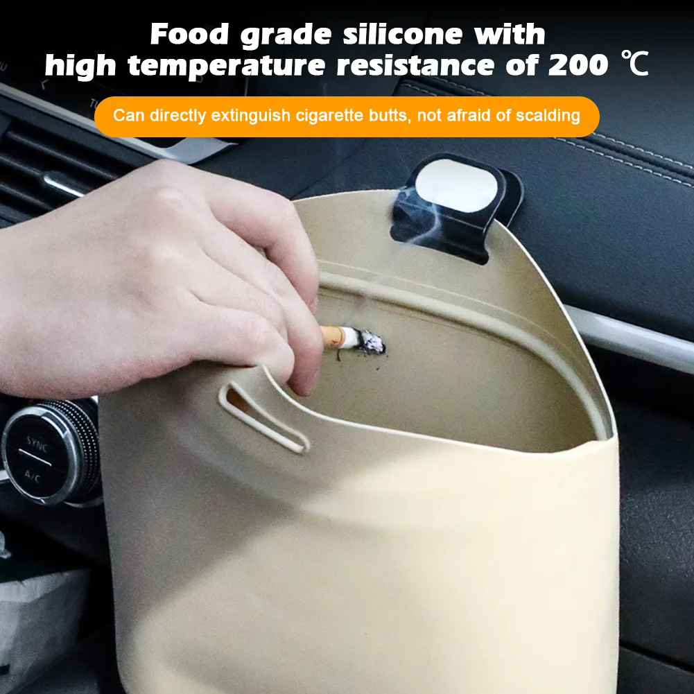 Car Trash Can Silicone Car Trash Can Hanging Waste Bin for Vehicle Storage and Garbage Collection Space Saving Organizers Foldable Waste Bin