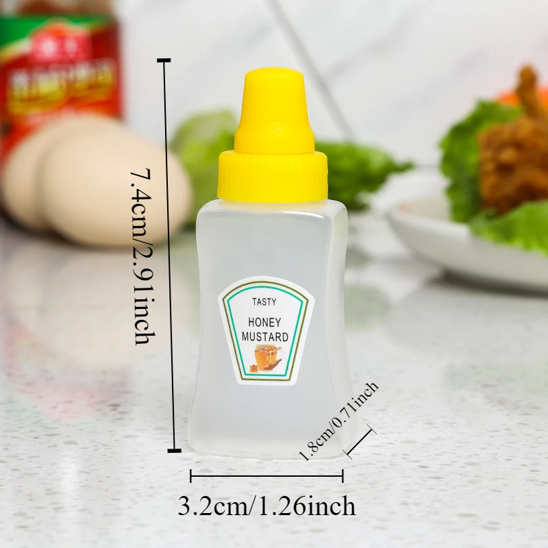 2pcs/set 25ML Mini Tomato Ketchup Bottle Honey Mustard Portable Small Sauce Container Salad Dressing Container Pantry Containers sauce container