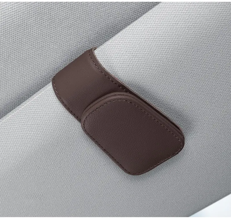 Sunglasses Holder Is Suitable for Car Sunshades Magnetic Leather Sunglasses Clip and Ticket Clip Car Sunshade Accessories - Image 9