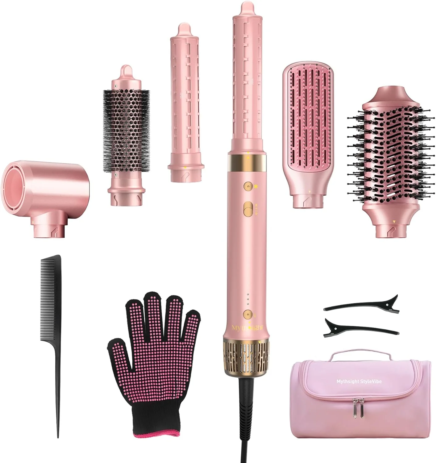 Mythsight 6-in-1 Air Styler & Hair Dryer Brush, Auto-Wrap Curler L/R, Fast Drying Volumizing Hot Air Brush, Smooth Blowout, Root Lift, No Heat Damage, Anti-Frizz, Gifts for Women
