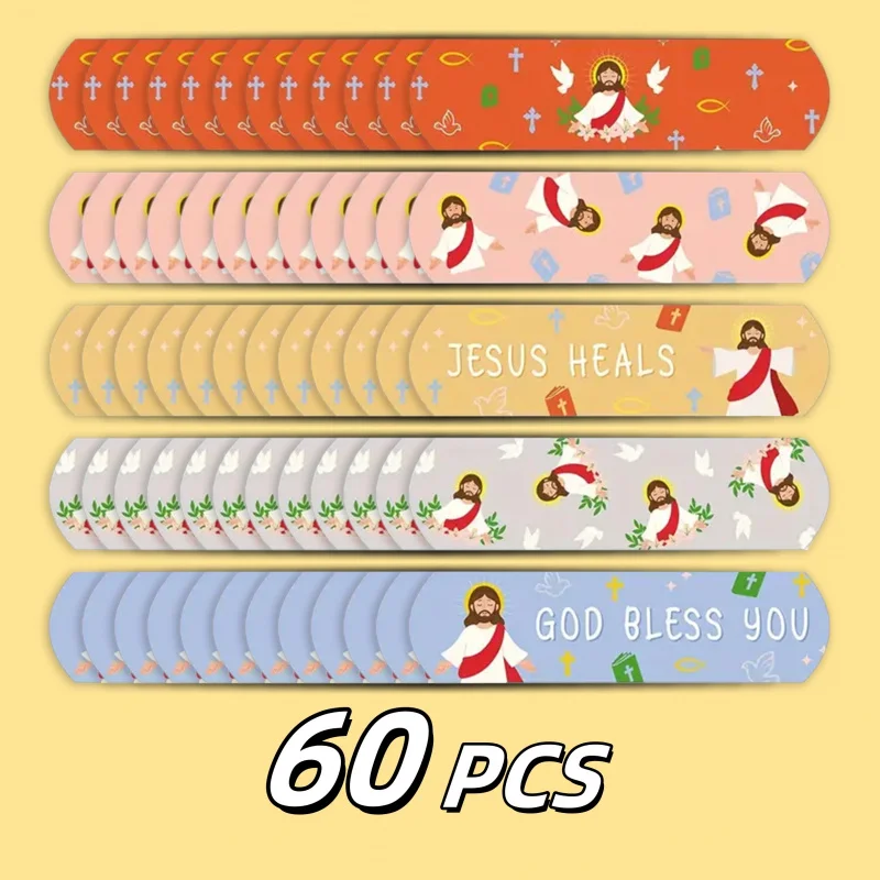 30/60/99pcs Jesus Spirit Adhesive Bandages, Knuckle Fingertip Breathable Stickers, 5 patterns, Cute Printed Cartoon Style Bandag