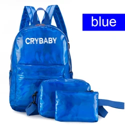 2021 Holographic Laser Backpack Embroidered Letter Hologram Backpack Set School Bag +shoulder Bag +penbag 3pcs