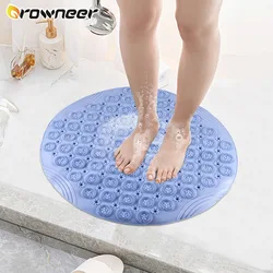 Round PVC Non-slip Bathroom Mat Silicone Shower Bath Mats With Drain Hole And Suction Cup Shower Room Pad Bathroom Supplies