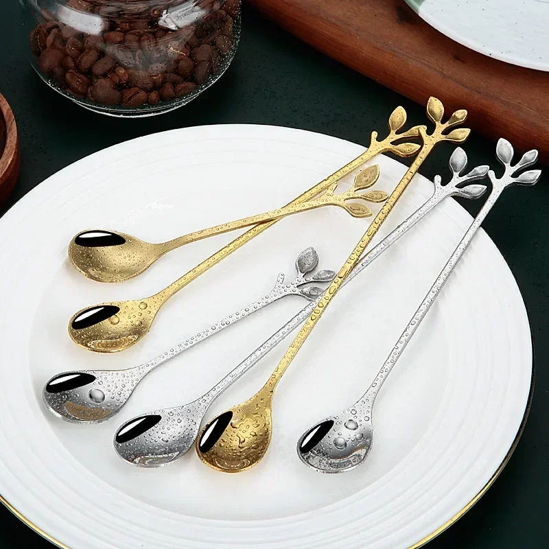 6 Cucchiaini Dessert In Acciaio Inox A Forma Di Gatto – Posate Creative Per Gelato, Yogurt, Caffè E Torta, Manico In Ceramica, Set Da 6