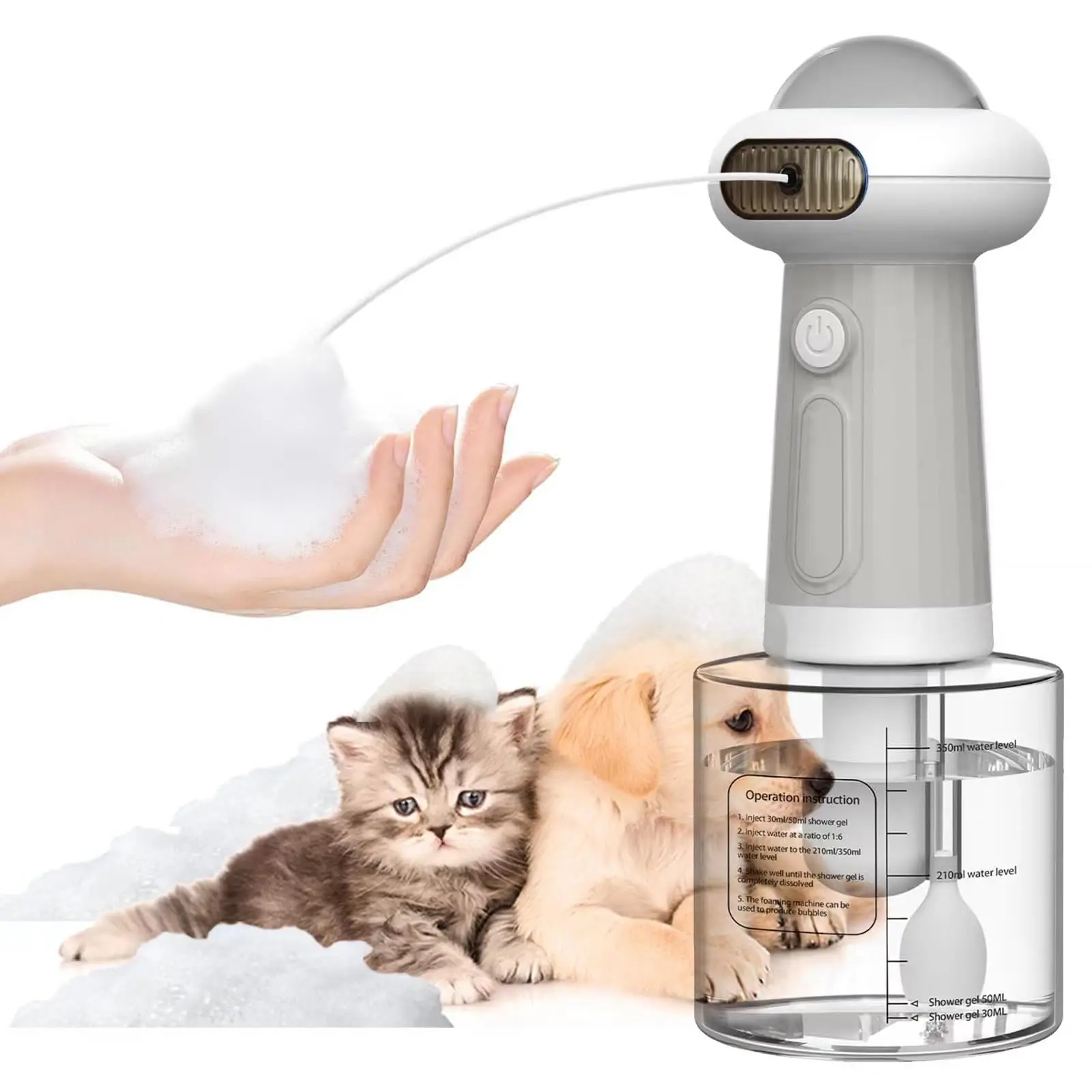 Electric Dog Cleaning Foam Machine for Cats/Dogs/Pets deep Cleaning pet Fur 400ml Capacity 1200mAh Ultra Long Standby Waterproof