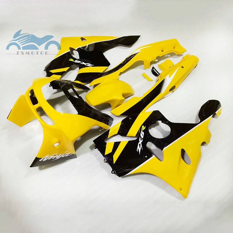 Kit de carenagem personalizado, para kawasaki ninja 1994 1996 1997 zx6r, frete abs, conjunto de peças amarelas zx 6r 636 94-97 1