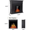 44" Electric Fireplace with Mantel Package Free-Standing Fireplace Heater, Wooden Surround Firebox with Log, Remote Control 5