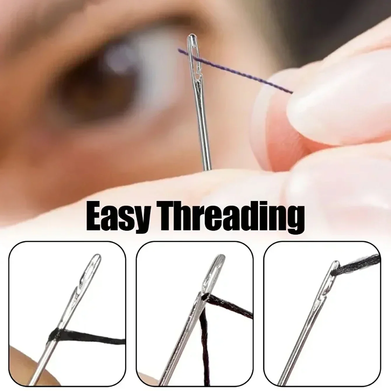 Side Hole Blind Sewing Needles Stainless Steel Elderly Needles Hand Sewing Stitching Pin DIY Home Self Threading Needle with Thi 3 Side Hole Blind Sewing Needles Stainless Steel Elderly Needles Hand Sewing Stitching Pin DIY Home Self Threading Needle with Thi 3