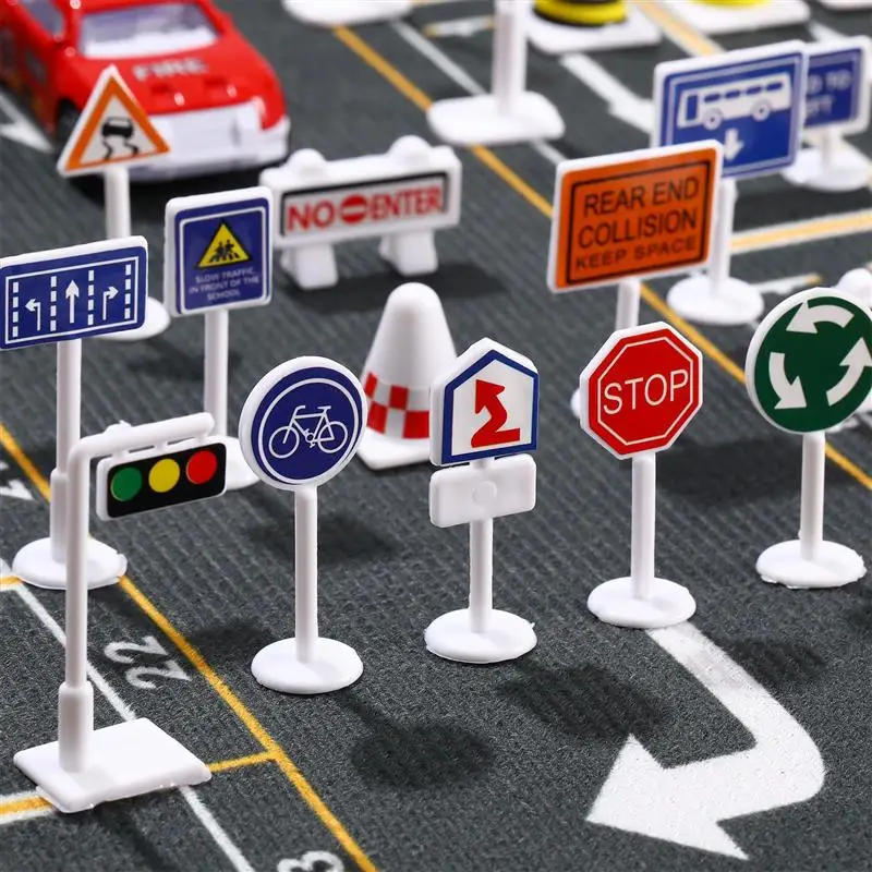 56 Pcs Traffic Knowledge Props Realistic Small Educational Toys