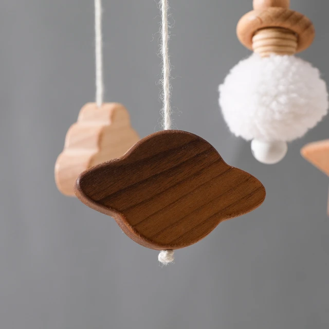 1pcs Baby Crib Mobile Rattle Toys With Music Box Wooden Bed Bell Bracket Educational Toy Nordic Hanging Decor Accessories Gifts 4