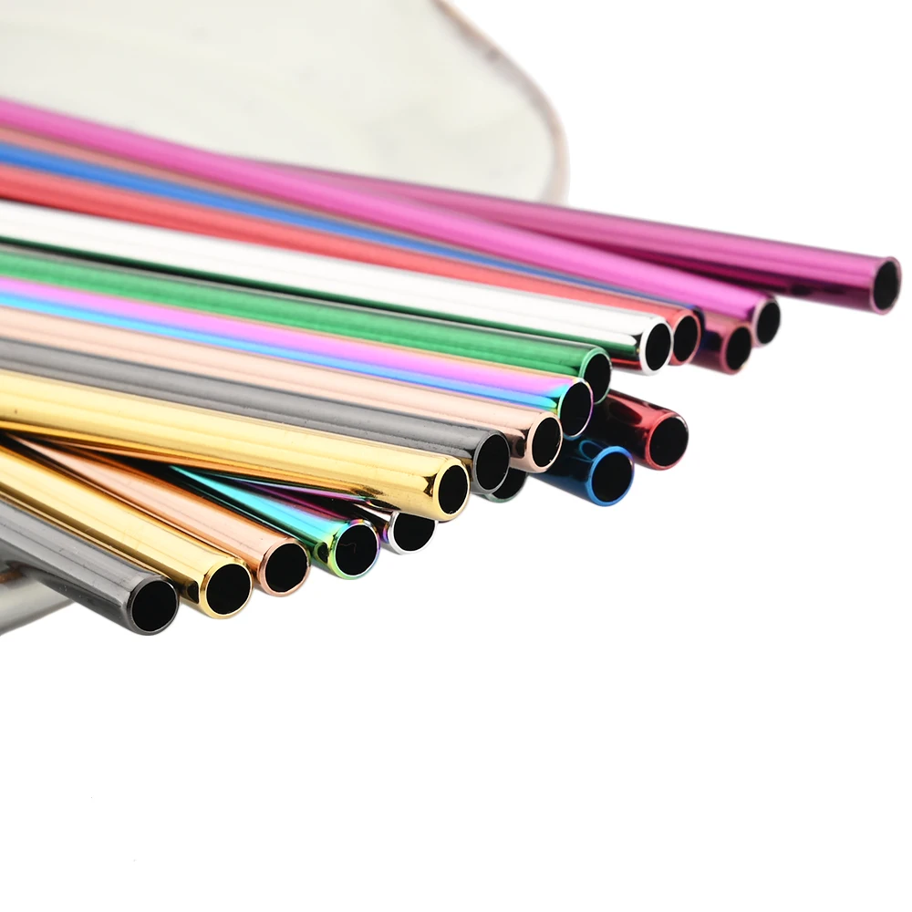 Eco-Friendly Reusable Stainless Steel Drinking Straw Set - 20-Piece High-Quality Metal Straws