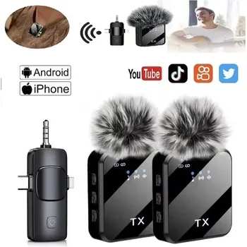 Microphone Lavalier Sans Fil 3-en-1 pour Appareil Photo, Android, iPhone, Micro pour Enregistrement Vidéo, Enregistrement Podcast, Réduction du Bruit