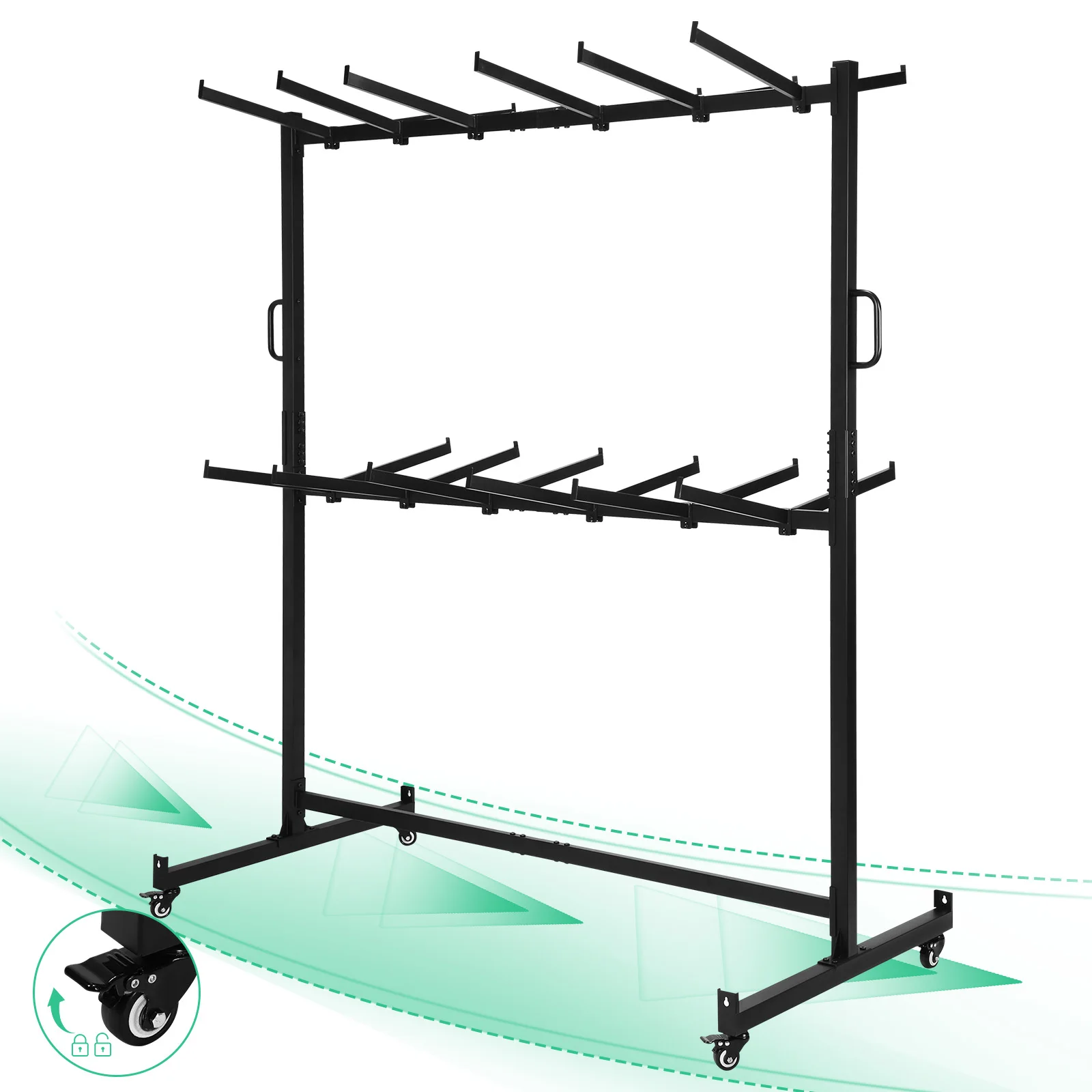 Folding Chair Rack with Locking Rubber Wheels Heavy Duty Folding Chair Cart for 84 Chairs or 12 Tables Storage Rack