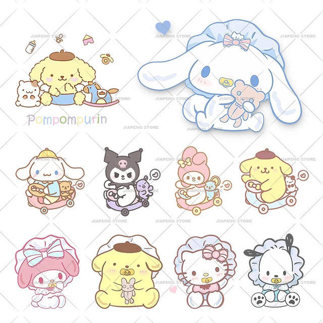 Cute Cinnamoroll Cartoon Printed Stickers For Clothes Sanrio Hello