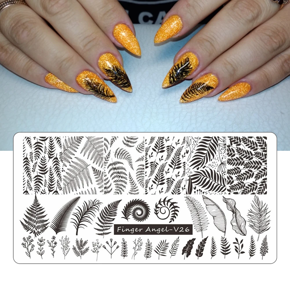 2023 Flower Leaves Nail Stamping Plates  6X12mm Leaf Floral Butterfly Line Printing Stencil Nail Stamp Templates Nail Art Tools 2