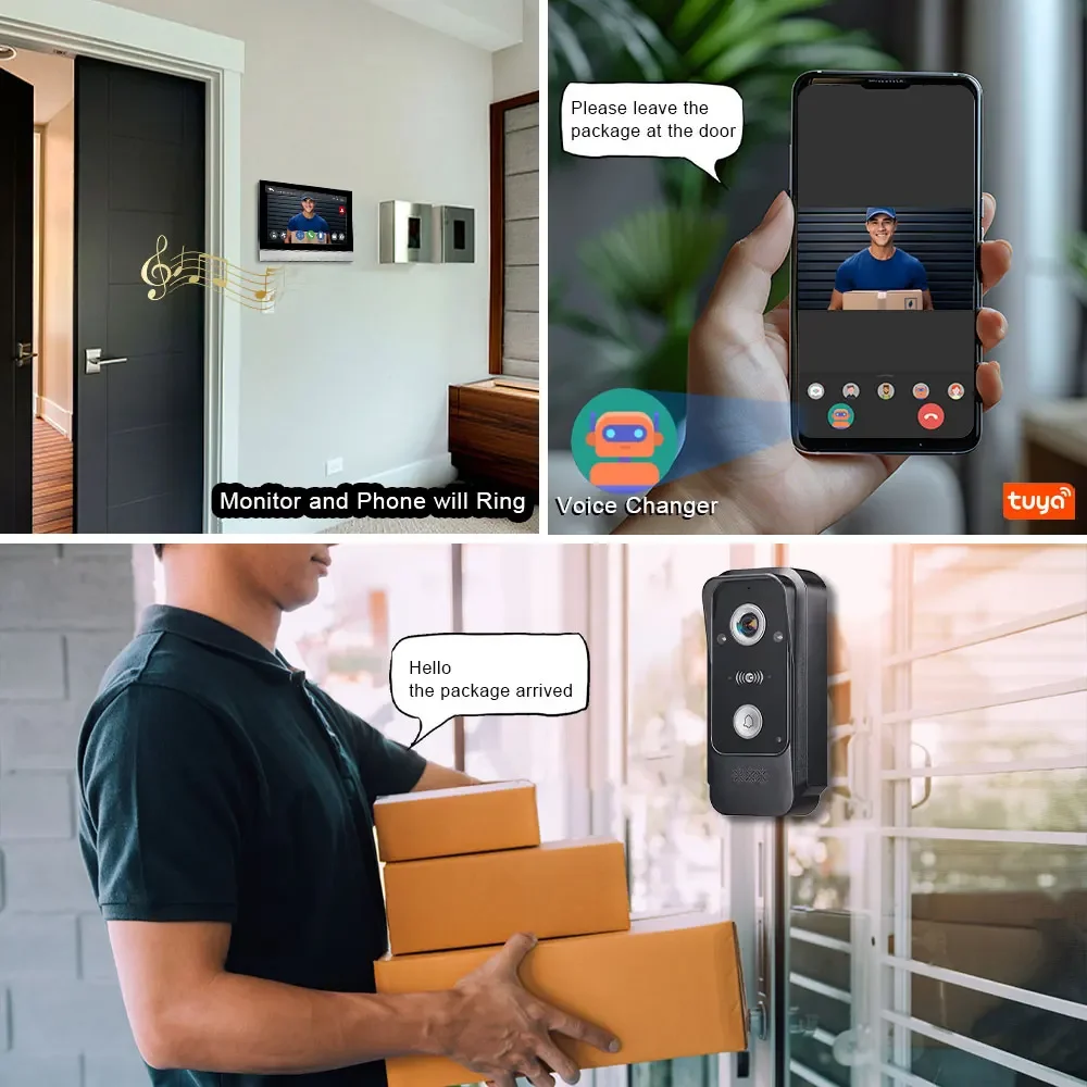Tuya Smart WiFi video intercom indoor monitor with room to room intercom and motion detection