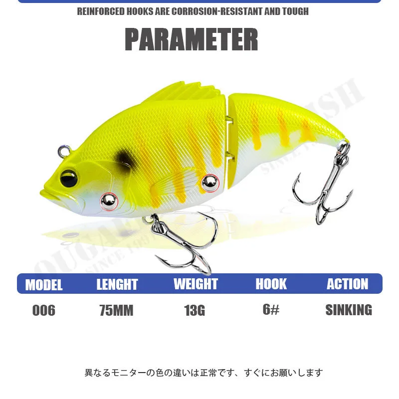   ̳ 75mm 13g Wobblers Lipless Swimbait Peche Accessoire õõ ŷ Isca ΰ Leurre Brochet Ŭ
