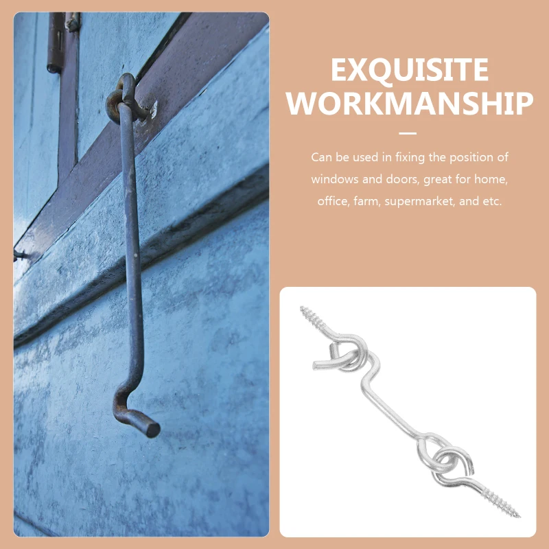 Description Picture 3 of item4 Sets Window Door Hook Safety Latches Cabin Eye Locks Barn Screen Swivel