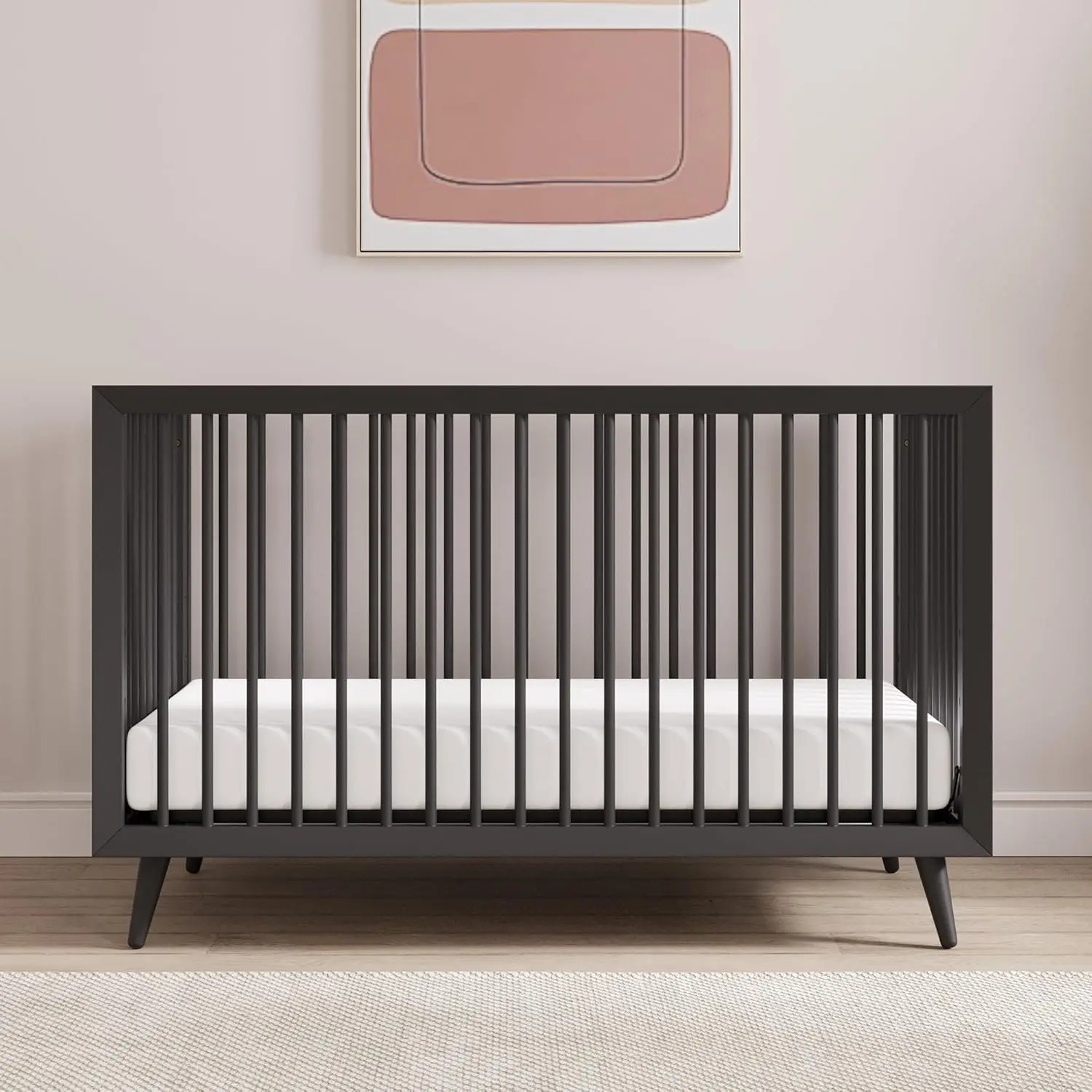 Convertible Crib Dresser Set Pine Wood 4-in-1 Toddler Full Size Bed Nursery Furniture Solid Non-Toxic Finishes 2
