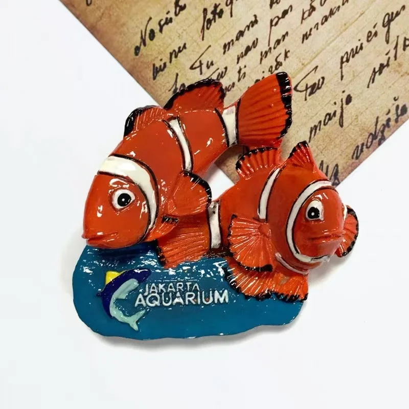 Jakarta Aquarium Indonesia 3D Clownfish Refrigerator with Magnet Tourist Painting Commemorative Decoration
